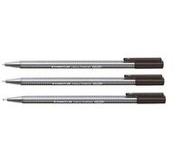 Staedtler - Confezione da 3 pennarelli neri a punta super fina 0,3 mm, a prova di asciutto e lavabile dalla maggior parte dei tessuti