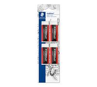 STAEDTLER Confezione da 4 gomme rettangolari (multicolore), sbriciolamento minimo, design tradizionale, perfette per ufficio, scuola e uso domestico