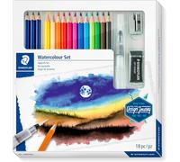 Staedtler Design Viaggio Colore ad Acqua Set - 12 Pastelli, Spazzola, Gomma,