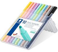 STAEDTLER - Evidenziatori Triplus Highlighter, a punta conica da 1-4 mm, colori pastello, custodia con cavalletto, 10 evidenziatori assortiti, 362 CSB10.