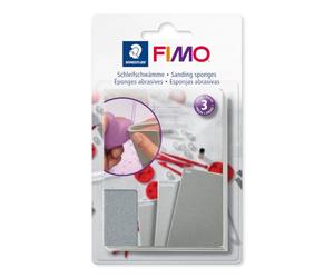 STAEDTLER FIMO 8700 08 Set spugne abrasive - 3 grane | Spugne fine, superfini & microfini lavabili - levigano le superfici di argilla indurita - Art.-Nr. 8700 08