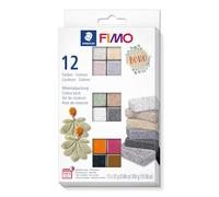 STAEDTLER 8013 C12-5 FIMO Effect - Argilla modellante polimerica indurente al forno, boho, colori assortiti, confezione da 12 blocchi da 25 g