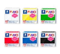 Staedtler Fimo soft 8020-BX - Set di 6 pastelli da modellare, si indurisce in forno, morbida e morbida, immediatamente modellabile, richiudibile, misura blocco 57 g, 6 colori assortiti