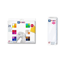 STAEDTLER FIMO soft ofenhärtende Modelliermasse, Kartonetui mit 24 sortierten Basic-Farben, 24 Halbblöcke à 25 g & FIMO Pasta da modellare, si indurisce in forno