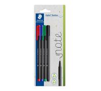 STAEDTLER triplus fineliner 334 - Set da 4, colorati, 0,3 mm | Corpo triangolare colorato realizzato al 97% in plastica riciclata - ergonomico - Codice articolo 334-S BK4