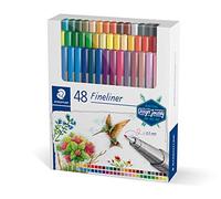 Staedtler Fineliner Triplus Design Journey, fusto triangolare ergonomico, punta super fine in metallo da 0,3 mm, lunga durata, 48 fineliner in colori assortiti in astuccio di cartone, 334 C48 C