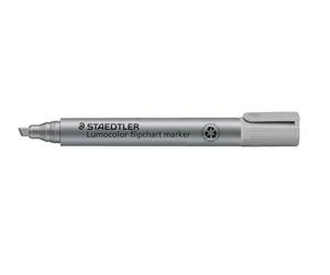 STAEDTLER flipchart 356 B-8 - Pennarello Lumocolor grigio, punta a scalpello, ad asciugatura rapida, inodore, non lascia passare la carta, 10 pennarelli flipchart in scatola pieghevole, 356 B-8