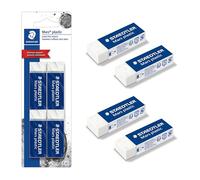 STAEDTLER Gomma in vinile di alta qualità, bianca, senza lattice, resistente all'età, minimo sbriciolamento, confezione da 4 (526 50 BK4)