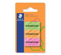 Staedtler - Gomme da Cancellare Neon, Set Cancelleria Scuola Università Ufficio e Cartoleria, Gomma da Cancellare Ideale per Materiale Scolastico e Cose per la Scuola, Cancella Facilmente, 3 Pezzi