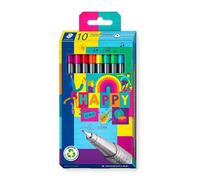 Staedtler Happy - Astuccio con 10 Pennarelli Fineliner Triplus a Punta Fine