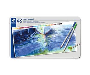 STAEDTLER Karat Aquarell 125 Matite acquerello - 48 colori, astuccio | Colori acquerellabili a mina morbida per artisti - esagonale - Art.-Nr. 125 M48
