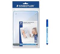 STAEDTLER Lavagna per appunti Lumocolor, autoadesiva e riutilizzabile, cancellabile a secco, include Lumocolor correggibile blu e nero, morsetto per penna