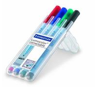 Staedtler Lumocolor 305 M WP4-1 - Penna a pellicola, corretta, corretta, a secco, 1 set di 4 colori (punta M, set da 4, multicolore, 4)