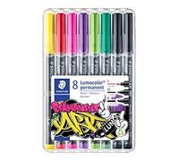STAEDTLER Lumocolor 31 ART Pennarelli permanenti - Set da 8, F/M/B | Resistente all’acqua, pennarello per quasi tutte le superfici - diverse larghezze - Codice articolo 31-S WP8