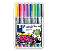 STAEDTLER Lumocolor 317 WP8-1 - Pennarelli indelebili, resistenti alle sbavature e impermeabili su quasi tutte le superfici, si asciugano in pochi secondi, spessore tratto M ca. 1,0 mm, 8 pennarelli