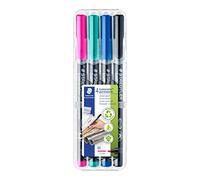 STAEDTLER Lumocolor 317 Pennarelli permanenti - Confezione da 4, M, 1,0 mm | Pennarello impermeabile per pellicole, pennarello universale per quasi tutte le superfici - Codice articolo 317 WP4-1
