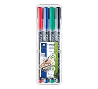 STAEDTLER Lumocolor 317 Penne permanenti - 4 colori, 1,0 mm | Inchiostro impermeabile e resistente allo sfregamento, tutte le superfici, DRY SAFE - Art.-Nr. 317 WP4