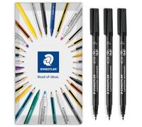 STAEDTLER Lumocolor 318 Pennarello indelebile - tratto sottile da 0,6 mm - Confezione da 3 in busta regalo - Inchiostro nero