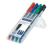 Staedtler Lumocolor 318 WP4 marcatore permanente Punta sottile Nero Blu Verde Rosso 4 pz
