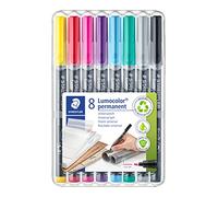STAEDTLER Lumocolor 318 WP8-2 - Pennarello universale indelebile per quasi tutte le superfici, antimacchia e impermeabile, ricaricabile, spessore tratto 0,6 mm, 8 pennarelli indelebili in scatola