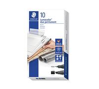 STAEDTLER Lumocolor 348 B Permanent Duo - nero, set da 10, 0,6-4,0 mm | Inchiostro impermeabile con punta tonda & a scalpello per penna - per quasi tutte le superfici - Art.-Nr. 348 B-9