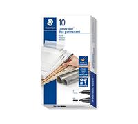 STAEDTLER Lumocolor 348 Permanent Duo - nero, set da 10, 0,6 & 1,5 mm | Inchiostro impermeabile a doppia punta per quasi tutte le superfici - due punte tonde per penna - Art.-Nr. 348-9