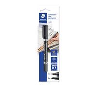 STAEDTLER Lumocolor 348 Permanent Duo - nero, singolo, 0,6 & 1,5 mm | Inchiostro impermeabile a doppia punta, due punte tonde per penna - anti-sbavatura - Art.-Nr. 348-9 BKD