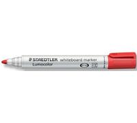 Staedtler Lumocolor 351-2 - Pennarello per lavagna bianca, punta tonda, 10 pezzi, colore rosso, 10 pezzi