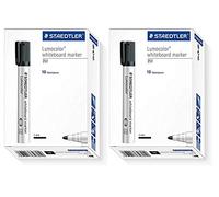 STAEDTLER Lumocolor 351-9 - Pennarello per lavagna bianca, punta rotonda, 20 pezzi, colore: Nero