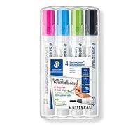 Staedtler Pennarello per lavagna bianca Lumocolor 351, punta a proiettile, confezione 4 colori