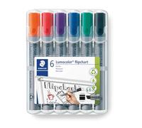 STAEDTLER 356BW6 - Marcatore per lavagna a fogli mobili, punta a cuneo, 6 colori
