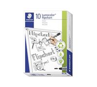 STAEDTLER Lumocolor 356 Pennarelli flipchart - nero, set da 10, 2,0 mm | Inchiostro a base d’acqua ad asciugatura rapida che non trapassa il foglio, punta tonda - DRY SAFE - Art.-Nr. 356-9
