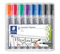 Staedtler Lumocolor 356 Pennarello Per Lavagna A Fogli Mobili, Punta Rotonda 2 Mm, Set Con 8 Pennarelli, Per Blocchi Flipchart, Colori Intensi, Inodore, Multicolore