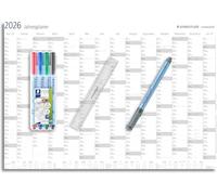 STAEDTLER Lumocolor 641 YP-1DE - Agenda da parete 2026, 4 colori + righello, lavabile a secco, per vacanze e festività, formato DIN A1, DEZ 25 + JAN 27, edizione speciale