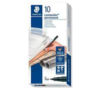 Staedtler Lumocolor - Marcador permanente (10 Pack, Negro) - NUOVO