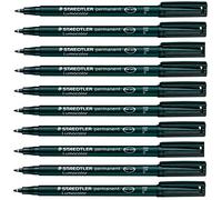 Staedtler Lumocolor - Pennarelli indelebili a punta fine, impermeabili, resistenti alle sbavature, ad asciugatura rapida, per CD, DVD, OHP, confezione da 10