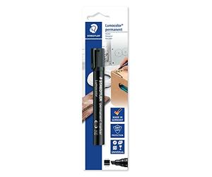Staedtler Lumocolor - Pennarello Indelebile Nero Ricaricabile, Pennarelli Punta Grossa Adatti per Quasi Tutte le Superfici, Marker ad Asciugatura Rapida, Cancelleria Scuola Università e Ufficio, 1 Pz