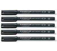 Staedtler Lumocolor - Pennarello permanente per CD/DVD OHP, 5 pezzi, colore nero, impermeabile, resistente agli sfregamenti rapidi asciutti, colore nero