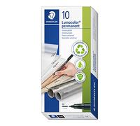 Staedtler Lumocolor - Penne Nere Indelebili, Pennarelli Punta Fine 1mm ad Asciugatura Rapida, Set 10 Pezzi per Cancelleria Scuola Università Ufficio e Cartoleria, Ideale per Lucidi e Altre Superfici