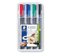 STAEDTLER Lumocolor permanent marker, confezione da 4 colori, 352 WP4 | Inchiostro impermeabile resistente allo sfregamento, punta tonda per superfici, DRY SAFE - Art.-Nr. 352 WP4
