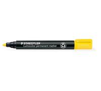 STAEDTLER Lumocolor permanent marker, pennarello indelebile giallo con punta tonda, confezione da 10, 352-1