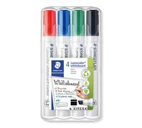 STAEDTLER Lumocolor whiteboard marker, confezione da 4 colori, punta a scalpello