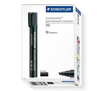 Staedtler Lumocor Pennarello Indelebile 350-9 Scalpello Punta - Nero - Box Da 10