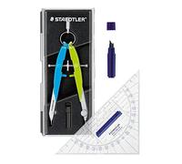 STAEDTLER Mars Comfort - Compasso geometrico, custodia con coperchio a scatto (set da compasso blu?verde, 1)