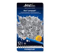 STAEDTLER Mars Lumograph 100 Matite da disegno - set 12, astuccio metallo