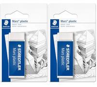 Staedtler Mars plastic, gomma per cancellare, colore bianco, senza ftalati né lattice, ottime prestazioni e lunga durata, 526 50 BKD (Confezione da 2)