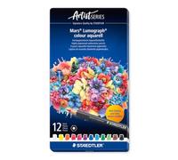 STAEDTLER Mars Lumograph Colour Aquarell - Matite acquerellabili, 12 colori assortiti, confezione da 12, 104 M12