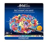 STAEDTLER Mars Lumograph Colour Aquarell - Matite acquerellabili, 24 colori assortiti, confezione da 24, 104 M24