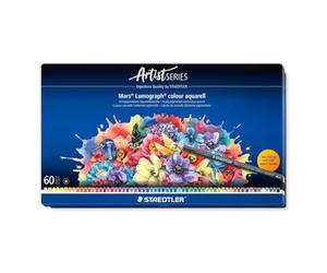 STAEDTLER Matite acquerellabili - 60 matite artistiche di alta qualità in astuccio di metallo - Design esagonale, mina da 3,6 mm, colori vivaci e resistenti alla luce - Ideali per acquerello