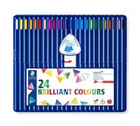 Staedtler - Matite Colorate con Mina Resistente, Colori a Matita con Astuccio Incluso, Set Matite da Disegno Ideale per Cancelleria Scuola Università Ufficio, Matite Triangolari per Bambini, 24 Pezzi
